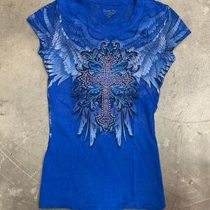 Absolutely beautiful bright blue y2k loaded betty badazled shirt